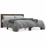 Furnova Posteljni okvir rjav hrast 150x200 cm inženirski les in kovina, (21933974) | Shoptok.si
