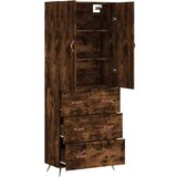 vidaXL Visoka komoda dimljeni hrast 69 5x34x180 cm konstruiranog drva - Dimljeni hrast 1 3 ladice | shoptok.hr