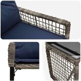  Set vanjskog namještaja s jastukom čelik - siva i modra 2x pojedinačna stolica +1x stol | shoptok.hr