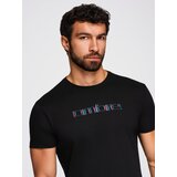 Ombre Men's cotton t-shirt with contrasting two-tone print - black Cene