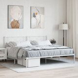  The Living Store Kovinski posteljni okvir z vzglavjem bel 183x213 cm - Kovinski Posteljni Okvir, (21453996) Cene