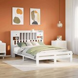 vidaXL Knjižna postelja brez vzmetnice bela 150x200 cm trdna borovina | Shoptok.si
