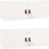  Stenska omarica 2 kosa bela 80x30x30 cm trdna borovina, (20740553) | Shoptok.si