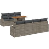 vidaXL 8-dijelna vrtna garnitura s jastučićima, siva poli ratan, 2-sjedna vrtna sofa s prostorom za pohranu i jastučićima, siva poli ratan | shoptok.hr