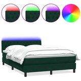 Box Spring krevet s madracem i LED tamno zeleni 160x220 cm baršun | Eponuda.com