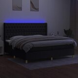  Krevet box spring s madracem LED crni 200x200 cm od tkanine | shoptok.hr