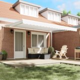vidaXL Samodejna retraktibilna tenda Bela 450x300 cm, Zamenjava blaga za tendo za okvir 4.5x3 m Bela | Shoptok.si