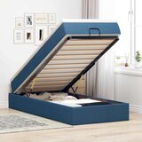 vidaXL Otomanski posteljni okvir z vzmetnico moder 90x200 cm blago | Shoptok.si