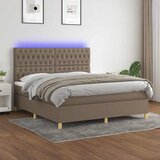  box spring s madracem LED smeđesivi 160x200 cm tkanina | shoptok.hr