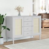 vidaXL Komoda SENJA bijela izgled ratana 112x40x80 cm masivna borovina Cijene