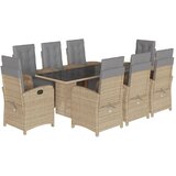  The Living Store Vrtna jedilna garnitura 9-delna z blazinami bež poli ratan - Vrtna Jedilna Garnitura, (21451312) | Shoptok.si