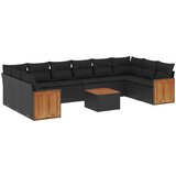  The Living Store Vrtna sedežna garnitura 11-delna z blazinami črn poli ratan - Vrtna Sedežna Garniture, (21452551) | Shoptok.si