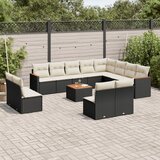  13-dijelni set vrtnih sofa s jastucima poliratan crni | shoptok.hr