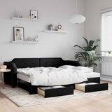  Dnevni krevet na razvlačenje s ladicama crni 90x190 cm tkanina | shoptok.hr