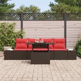  Set sofe s jastukom 5 pcs Smeđa i crvena poliratan | shoptok.hr