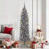 vidaXL Umetno vitko božično drevo med 300 LED Zelena in bela 180 cm | Shoptok.si