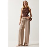  Women's Beige Flowy Knitted Palazzo Trousers Cijene