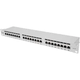 Patch Panel, Cat6a, FTP, 24-Port, 1U, Shielded, 90° Top-Entry Punch Down Blocks, Grey