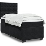  The Living Store Box spring postelja z vzmetnico črna 100x200 cm žamet - Box Spring Postelja, (21491625) Cene