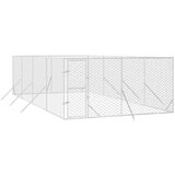 vidaXL Zunanji pasji boks srebrn 4x8x2 m pocinkano jeklo | Shoptok.si