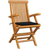 Maison Chic Vrtni stoli - Stol za vrt s črnimi blazinami 2 kosa trdna tikovina JS1925, (21878625) | Shoptok.si