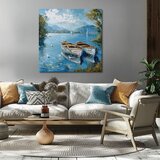  Pejzaž na platnu scenografija s čamcima | akrilni detalji | shoptok.hr