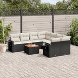 vidaXL 9-dijelni set vrtnih sofa s jastucima crni od poliratana | shoptok.hr