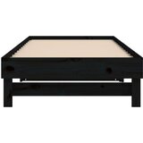  Izvlečna dnevna postelja črna 2x(100x200) cm trdna borovina, (20724457) | Shoptok.si