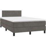 vidaXL Box spring postelja z vzmetnico temno siv 120x190 cm žamet | Shoptok.si