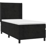  Krevet box spring s madracem LED crni 90x190 cm baršun | shoptok.hr
