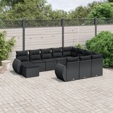  11-dijelni set vrtnih sofa od poliratana s jastucima crni Crna 70 x 62 x 69 cm | shoptok.hr