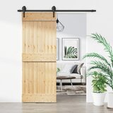 vidaXL Drsna vrata s kompletom vodil 80x210 cm trdna borovina Cene