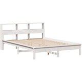 vidaXL Posteljni okvir brez vzmetnice bel 135x190 cm trdna borovina | Shoptok.si