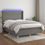  Krevet box spring s madracem LED tamnosivi 140x200 cm tkanina Cijene