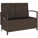 vidaXL vrtna klop za shranjevanje z blazino brown poly rattan | Shoptok.si