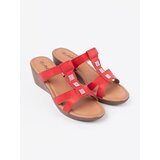 Shelvt Red women's wedge flip-flops | shoptok.hr