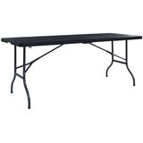  Sklopivi vrtni stol crni 180 x 75 x 72 cm HDPE imitacija ratana | Eponuda.ba