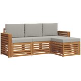  Set vanjskih sofa 4 kom. Prirodna i svijetlo siva Bijela 197,5 x 122,5 x 73 cm | shoptok.hr