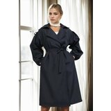 Dewberry 40345 Belted Balloon Sleeve Women Trenchcoat-BLACK | shoptok.hr