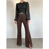 Modamorfo Spanish Leg Slit Pants With A Belt