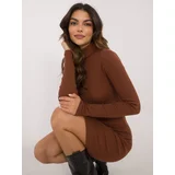 Fashion Hunters Brown ribbed turtleneck blouse Elisee RUE PARIS