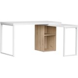 MID.YOU kotna pisalna miza kovina, leseni material bela, barve hrasta | Shoptok.si