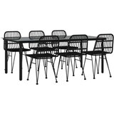  7-dijelni vrtni blagovaonski set od poliratana crni | shoptok.hr