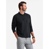 Ombre Men's longsleeve with zippered polo collar - black cene