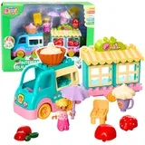 Cream Shop Car With Motorized Girl Figure Desserts Blocks Set