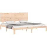 vidaXL Posteljni okvir z vzglavjem 200x200 cm trden les | Shoptok.si