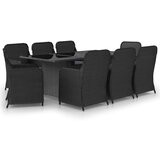 Poli 9-dijelni vrtni blagovaonski set od poliratana crni | shoptok.hr