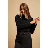 Marisse Black Mock Turtleneck Blouse Decorated With Metallic Thread | Eponuda.ba