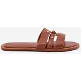 Boto Flat Ladies Sandals With Golden Detail Camel Noroti | shoptok.hr