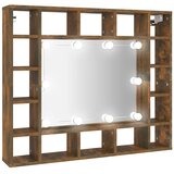 Ormarić s ogledalom LED boja dimljenog hrasta 91x15x76,5 cm | Eponuda.com